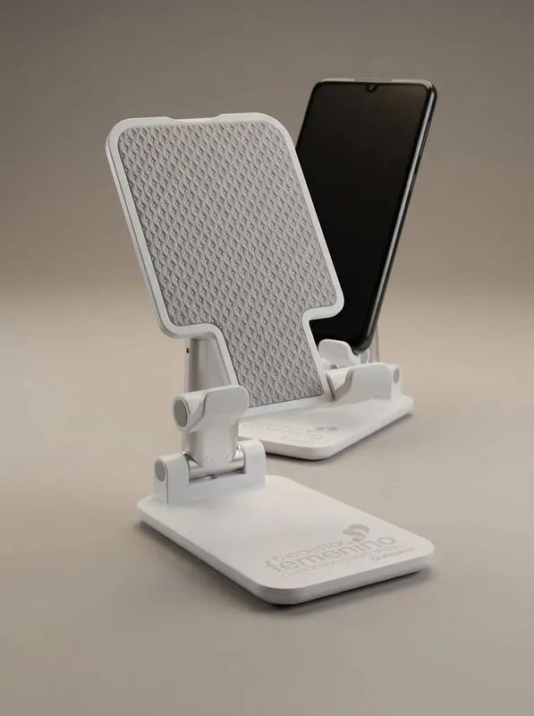 Soporte plegable blanco antideslizante para celular o tablet