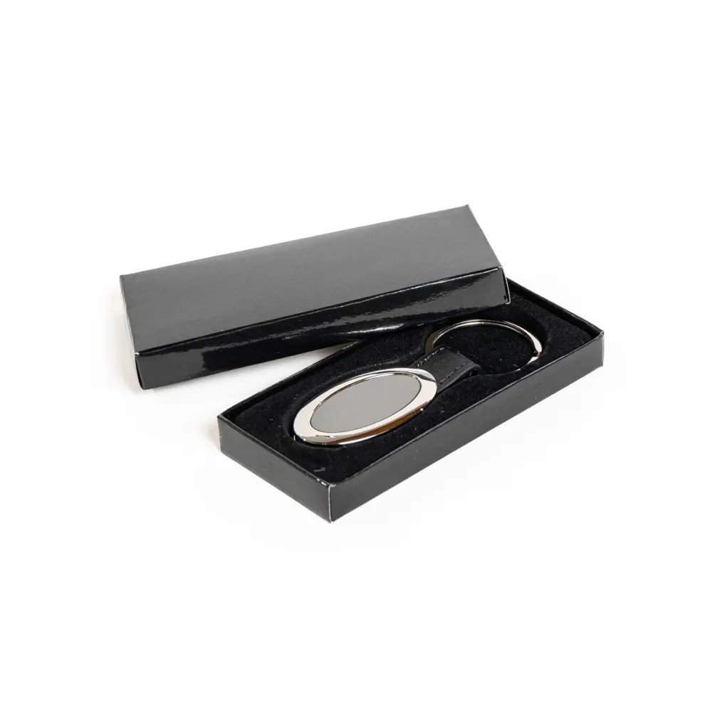 Llavero Metal Oval con Símil Cuero