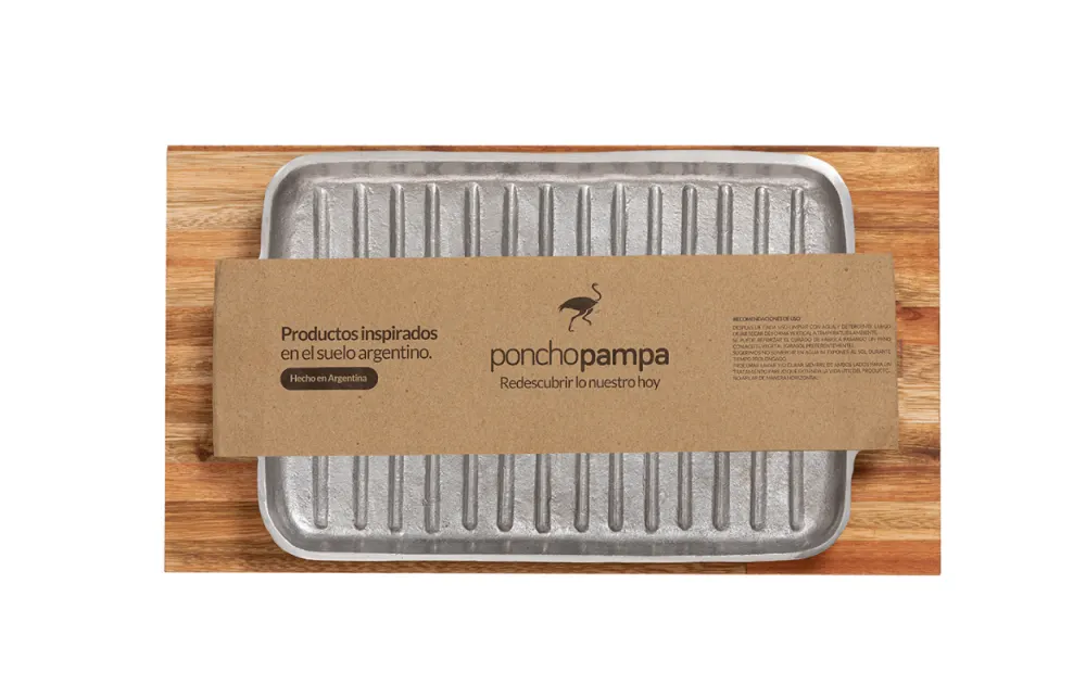 Bifera de Aluminio c/Base de Madera  Poncho Pampa