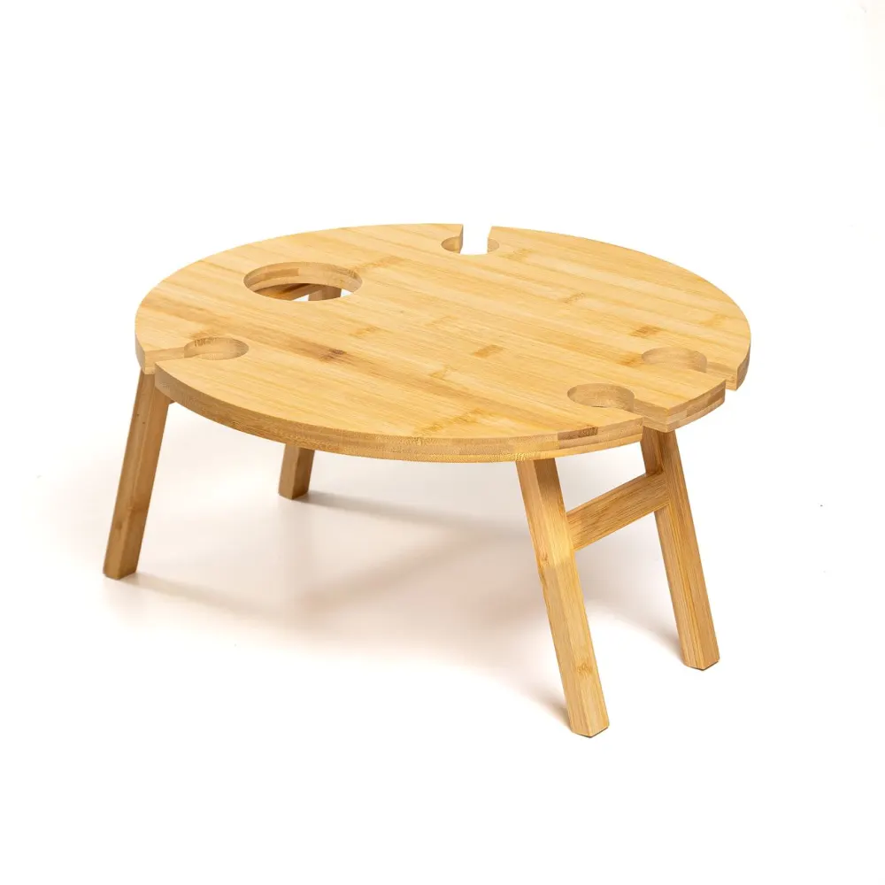Mesa de Vino Portátil Bambú